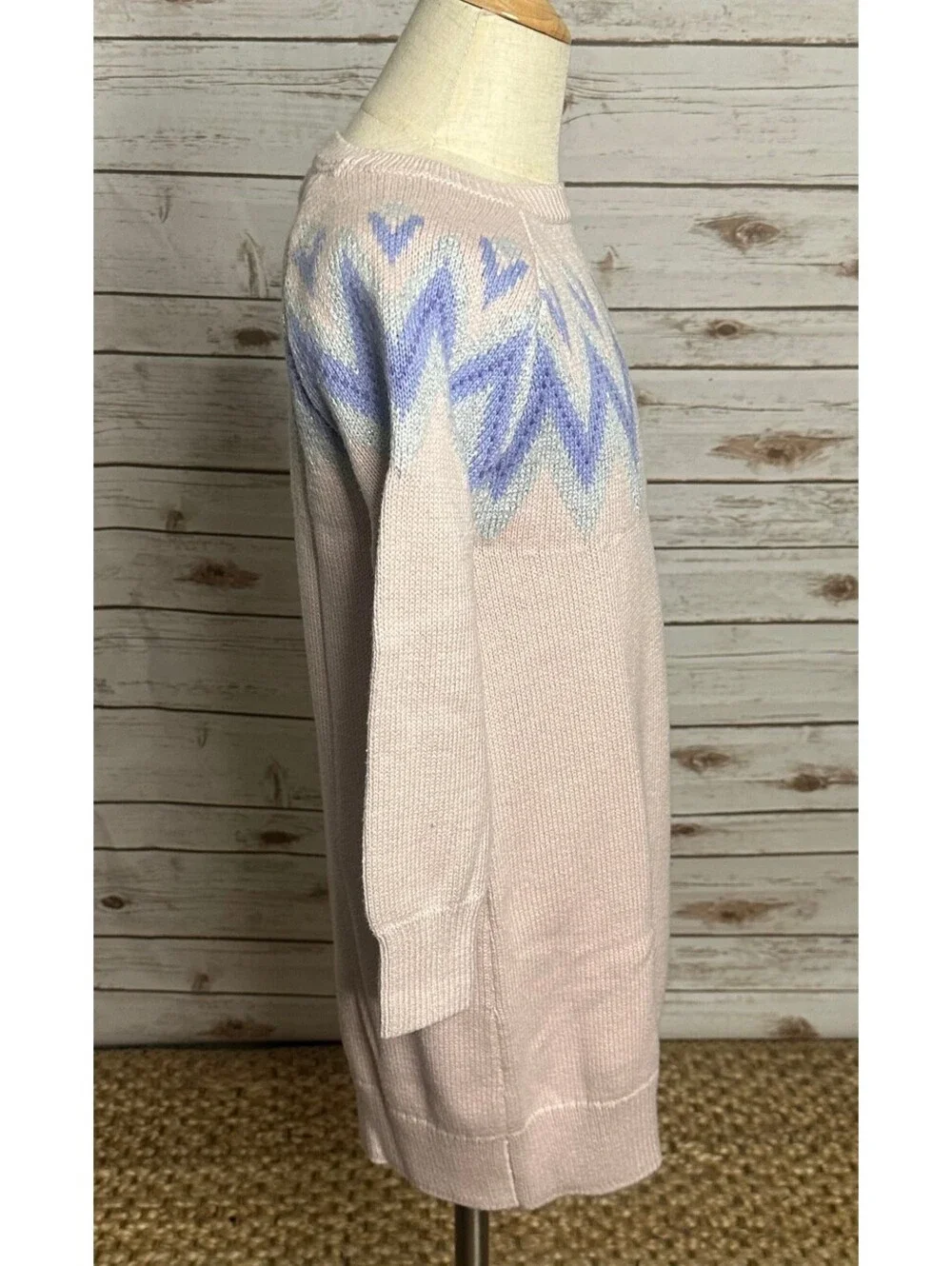 Gymboree pink periwinkle metallic chevron sweater dress M (7-8) holiday pastel